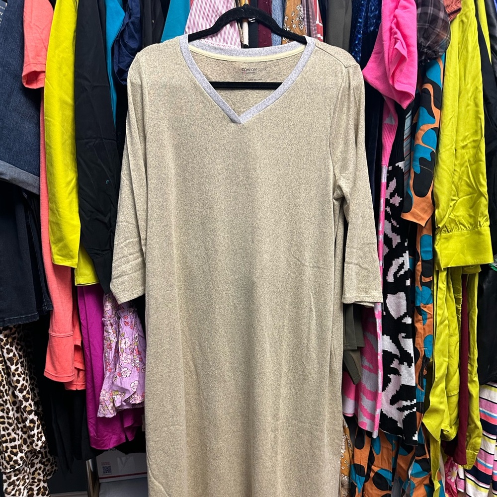Comfort Code By Cuddl Duds V Neck Lounge Dress Night Gown Medium - Picture 2 of 4
